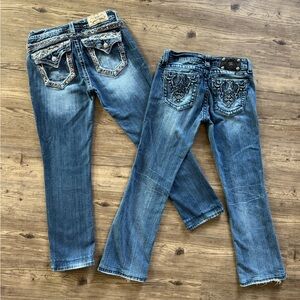 Miss Me Denim Boot Cut Jeans with Intricate Stitching
